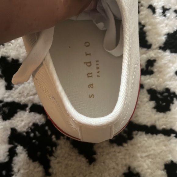 Sandro BLANC Women's Anouk Flame Sole Canvas Sneakers, EU 40, US 8 - Picture 6 of 8